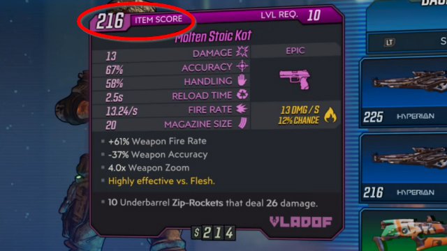 Borderlands 3 item score what it means