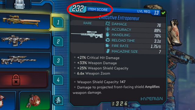 Borderlands 3 item score