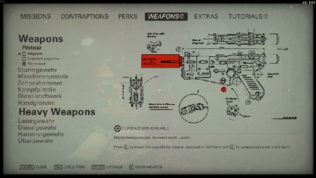 Wolfenstein II пистолет Wolfenstein II пистолет