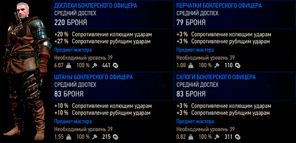 Ведьмак 3: Дикая охота - доспехи Боклерского офицера - магический Ведьмак 3: Дикая охота - доспехи Боклерского офицера - мастер